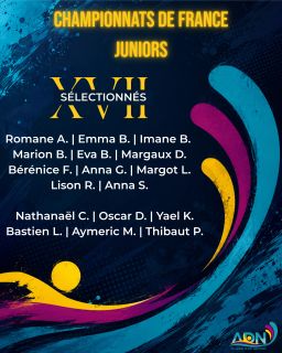🇫🇷 Championnats de France Juniors – 50 m Du 25 au 30 mai, nos nageurs prendront la direction de Chalon-sur-Saône pour participer aux Championnats de France Juniors en bassin de 50 m 🏊♂️ 17 nageurs défendront fièrement les couleurs de l’ADN lors de cette grande échéance nationale ! Découvrez le programme de chacun 👀 Bon courage à tous 💪