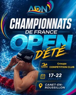 🏊‍♂️ Championnats de France Open Été 2026 🇫🇷  Le groupe Compétition Club de l’Alliance Dijon Natation prendra la direction de Canet-en-Roussillon du 17 au 22 juillet pour la dernière compétition nationale de la saison.  4 nageurs représenteront les couleurs du club avec l’objectif de concrétiser le travail réalisé tout au long de l’année et d’aller chercher les meilleures performances possibles.  Bonne compétition à tous !