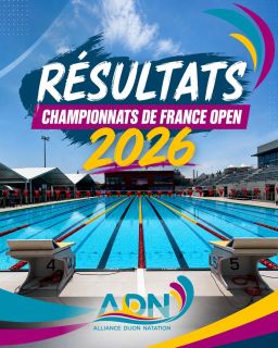 📣 Résultats : Championnats de France Open 2026 🇫🇷  Nos nageurs terminent cette saison de la plus belle des manières avec de nombreux podiums, de très belles performances personnelles et de nombreuses qualifications en finales A, B, C et D. Tout au long de la semaine, ils ont porté fièrement les couleurs de l’ADN en se classant parmi les meilleurs nageurs français de leurs catégories.  Podiums toutes catégories
• Jules Duthu : 🥇 Champion de France du 200 dos,🥈 Vice-champion de France du 100 dos
• Daphné Melis : 🥉 3ᵉ Française du 200 brasse  Podiums U16
• Lison Roussel : 🥈 Vice-championne de France du 100 m nage libre et du 100 m papillon, 🥉 sur le 200 m nage libre
• Margaux Deleval : 🥉 3ᵉ Française du 1 500 m nage libre  🏆 Podiums relais U18
🥇 4×100 m 4 nages mixte (Bérénice, Oscar, Yael et Lison) : Champions de France
🥈 4×200 m nage libre mixte (Lison, Bérénice, Yael et Bastien) : Vice-champions de France
🥉 4×200 m nage libre mixte (Eva, Margaux, Nathanaël et Oscar) : 3ᵉ place
🥈 4×100 m nage libre dames (Lison, Bérénice, Eva et Margaux) : Vice-championnes de France  Au-delà de ces médailles, l’ensemble du collectif a démontré son niveau tout au long de la compétition. Entre records personnels, qualifications en finales et esprit d’équipe, chaque nageur a contribué à la réussite de cette semaine.  👏 Félicitations à l’ensemble de nos nageurs ainsi qu’à tous nos entraîneurs pour cette très belle fin de saison. Ces résultats récompensent le travail, la persévérance et l’investissement de chacun tout au long de l’année.  Les Championnats de France Open marquent la fin de cette saison 2025-2026. Il est désormais temps de profiter de vacances bien méritées avant de revenir plus motivés que jamais pour relever les défis de la saison prochaine ! 💫